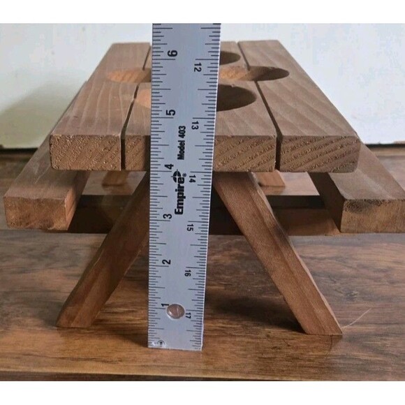 Vintage Redwood Picnic Table Condiments Holder For Picnics BBQ Parties Wooden - Picture 10 of 13